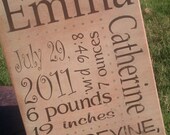 Birth Stats sign- perfect gift for bringing home baby to put in the nursery