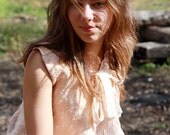 Hand felted merino wool lace and silk shabby chic vest, peach blush pale pink candy shell beige pastel romantic fall autumn fashion, size S