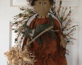 Primitive Witch Cat and Broom