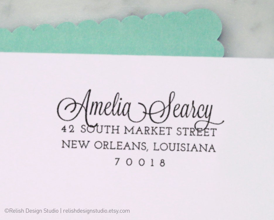 SELF-INKING Personalized Calligraphy Rubber Address Stamp 125
