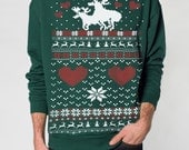 Ugly Christmas sweater -- Moose Love -- pullover sweatshirt -- s m l xl xxl xxxl