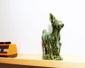 vintage Deer Figurine - Green and Blue Drip Glaze, Canadian