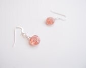 Blush Pink Quartz Earrings - Faceted Flat Round Discs Simple Dangle Jewelry