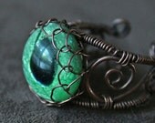Statement Ring Wire Wrapped Eye: "Spying Peacock Eye"