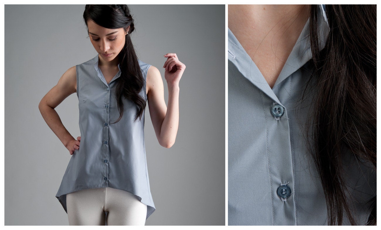 blouse / grey / sleeveless