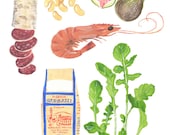 Original painting on paper - Italian ingredients