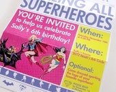GIRLS Superhero Newspaper Custom PRINTABLE Birthday Invitation