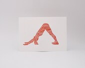 Letterpress Print - Downward Facing Dog - Coral