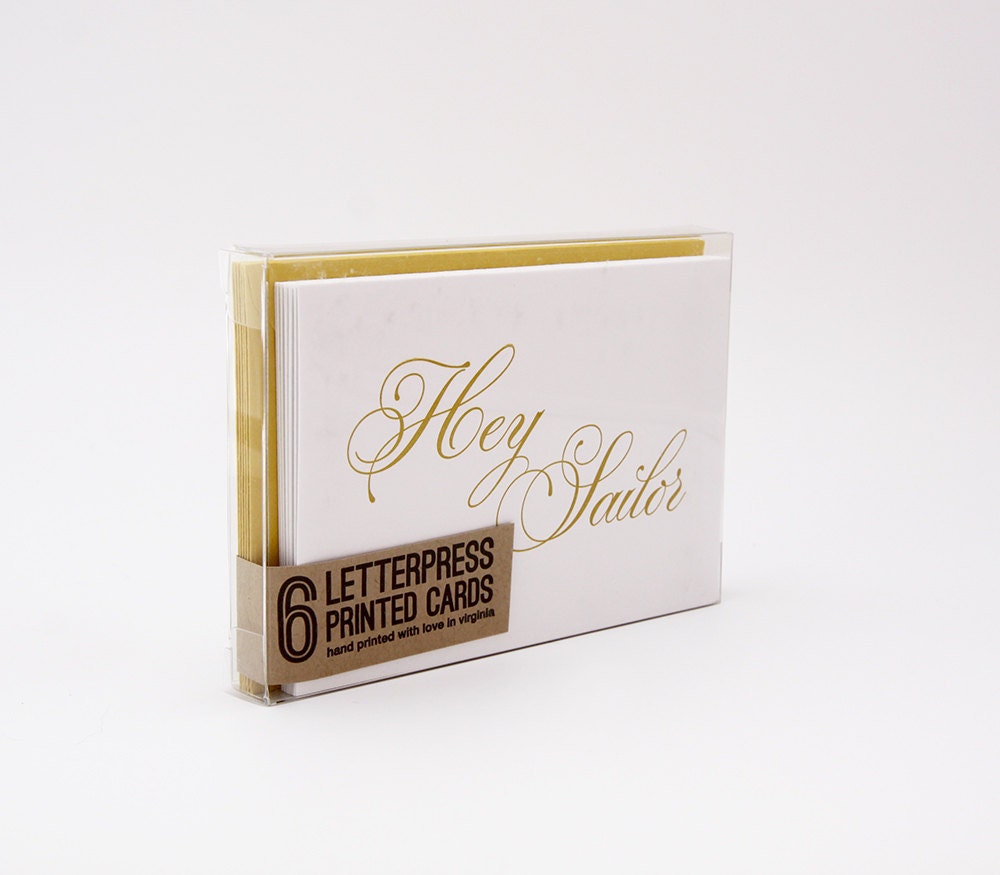 Letterpress Card Set - Hey Sailor in Curry