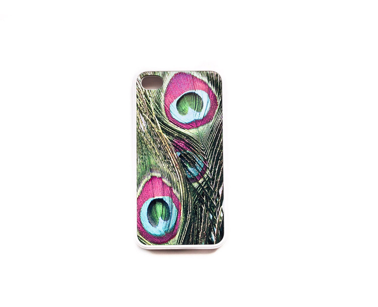 Peacock iPhone 4 case, pink feather, Phone case for girls, rubber, cell phone, turquoise, gadget cover
