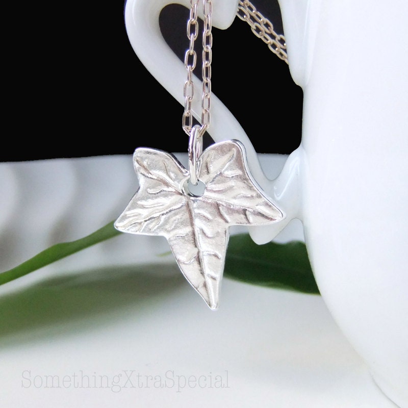 Ivy Leaf Pendant, Silver Love Friendship Necklace
