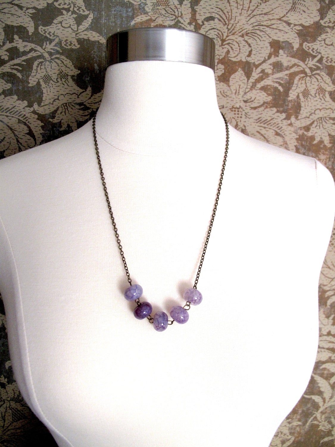 MEADOW ST Necklace - Purple Dragon Vein Agate Stones on Oxidized Copper