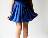 vintage 1980s skirt / 80s blue polka dot skirt / Spotty Dotty Skirt