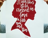 Jane Austen Quote Cameo Calligraphy Screen Print