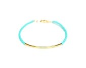 Gold Dipped Bar Bracelet - Turquoise