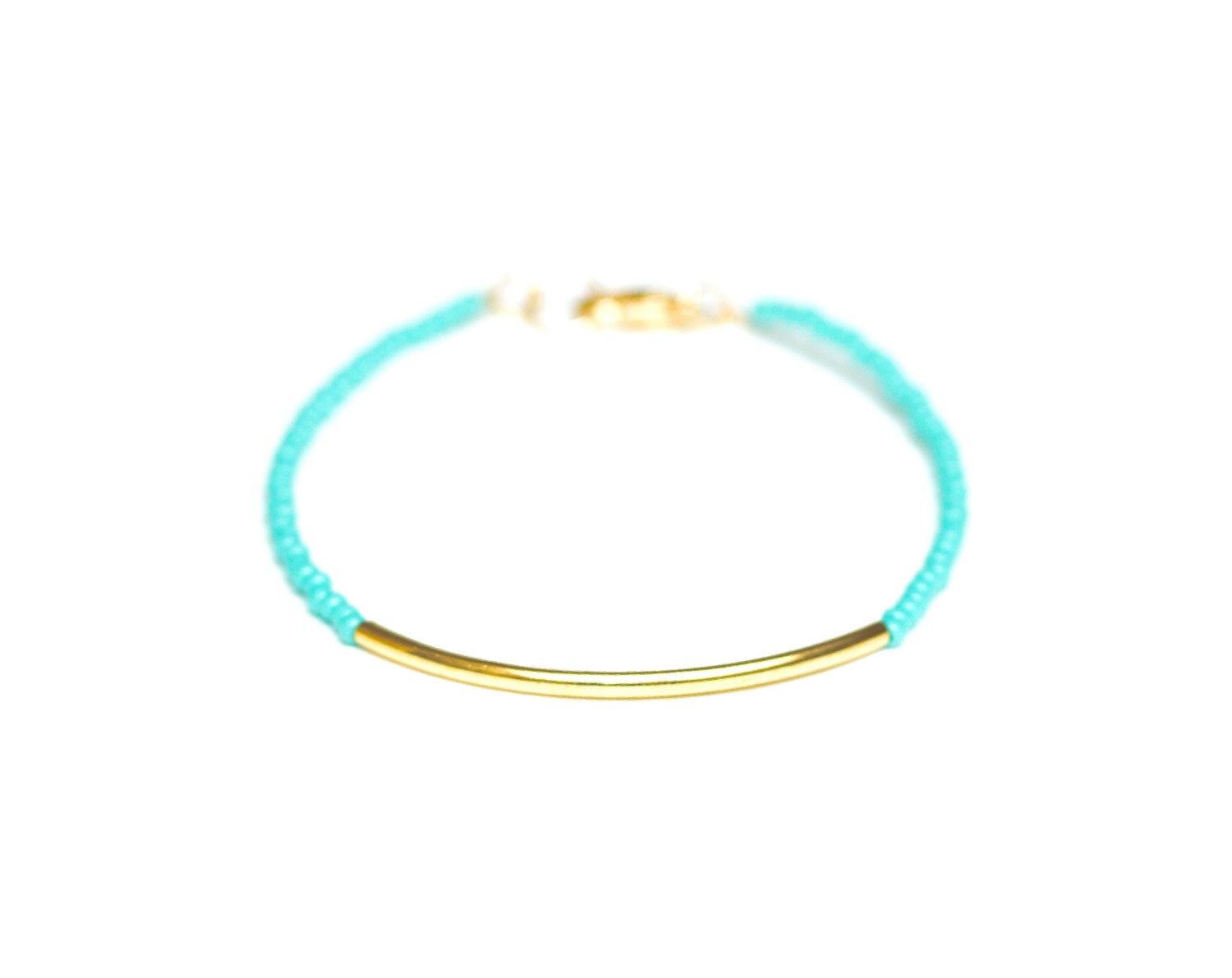 Gold Dipped Bar Bracelet - Turquoise