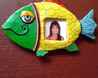 Hand Made Polymer Clay Colorful Fish Picture Frame Fridge Magnet