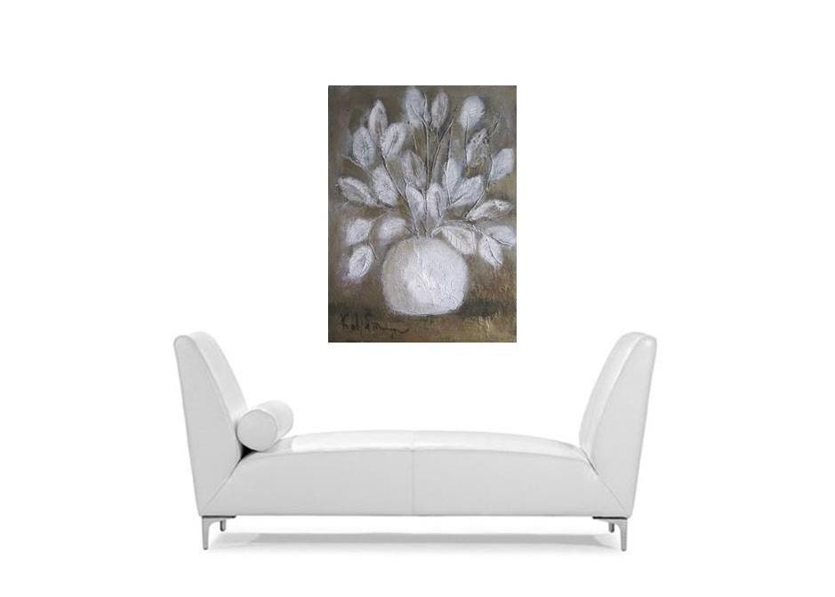 Oil on Canvas, rustic Brown oil 18"x24" original Painting, abstract painting, winter leafs, white frost