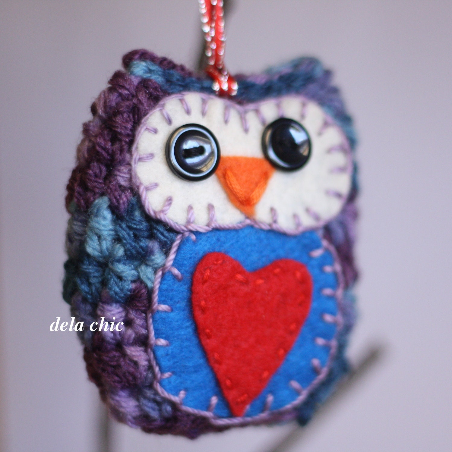 Multicolored and Blue Owl Softie Ornament