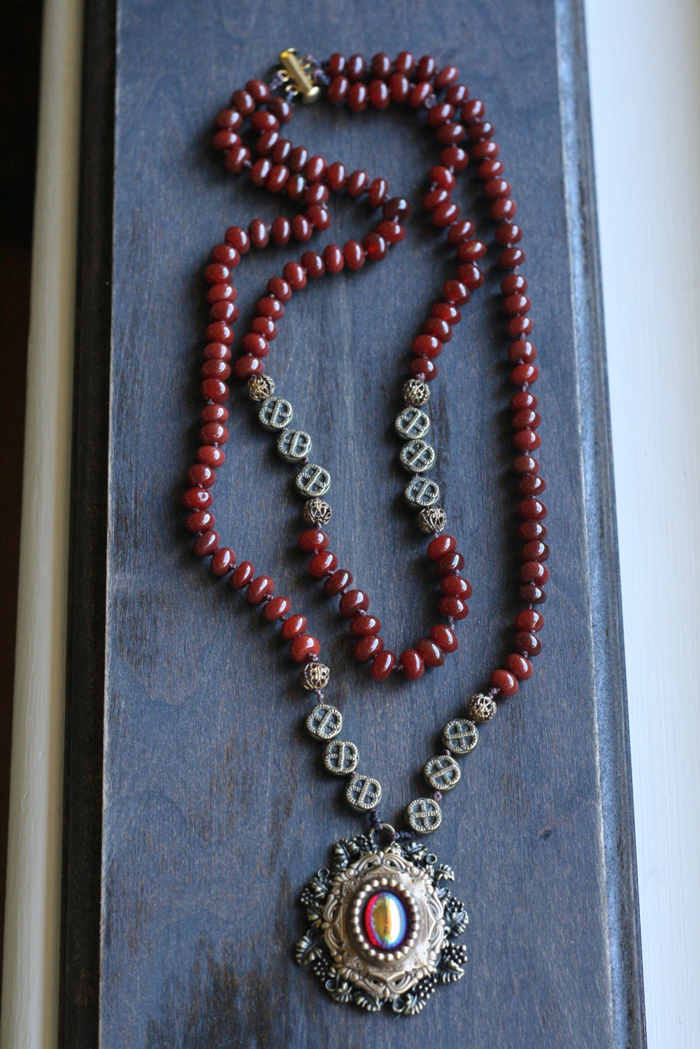 Double Red Berry Vintage Double Strand Short Necklace