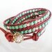Red Leather Wrap Bracelet with Turquoise Magnesite
