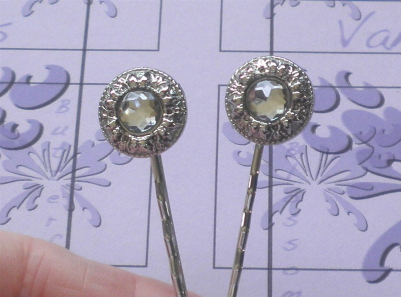 Crystal Bobby Pins - Rhinestone Hair Pin - Silver Crystal Bridal Accessories - Wedding, Prom Accessory