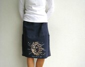 Sweatshirt Skirt / Navy Blue / Myrtle Beach / Knee Length / Women / Girls / Recycled / Upcycled / Soft / Fun / by ohzie