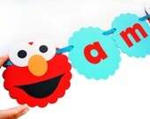 Elmo Banner,  I am 2  Banner - Red and Aqua Blue (any age) banner A391