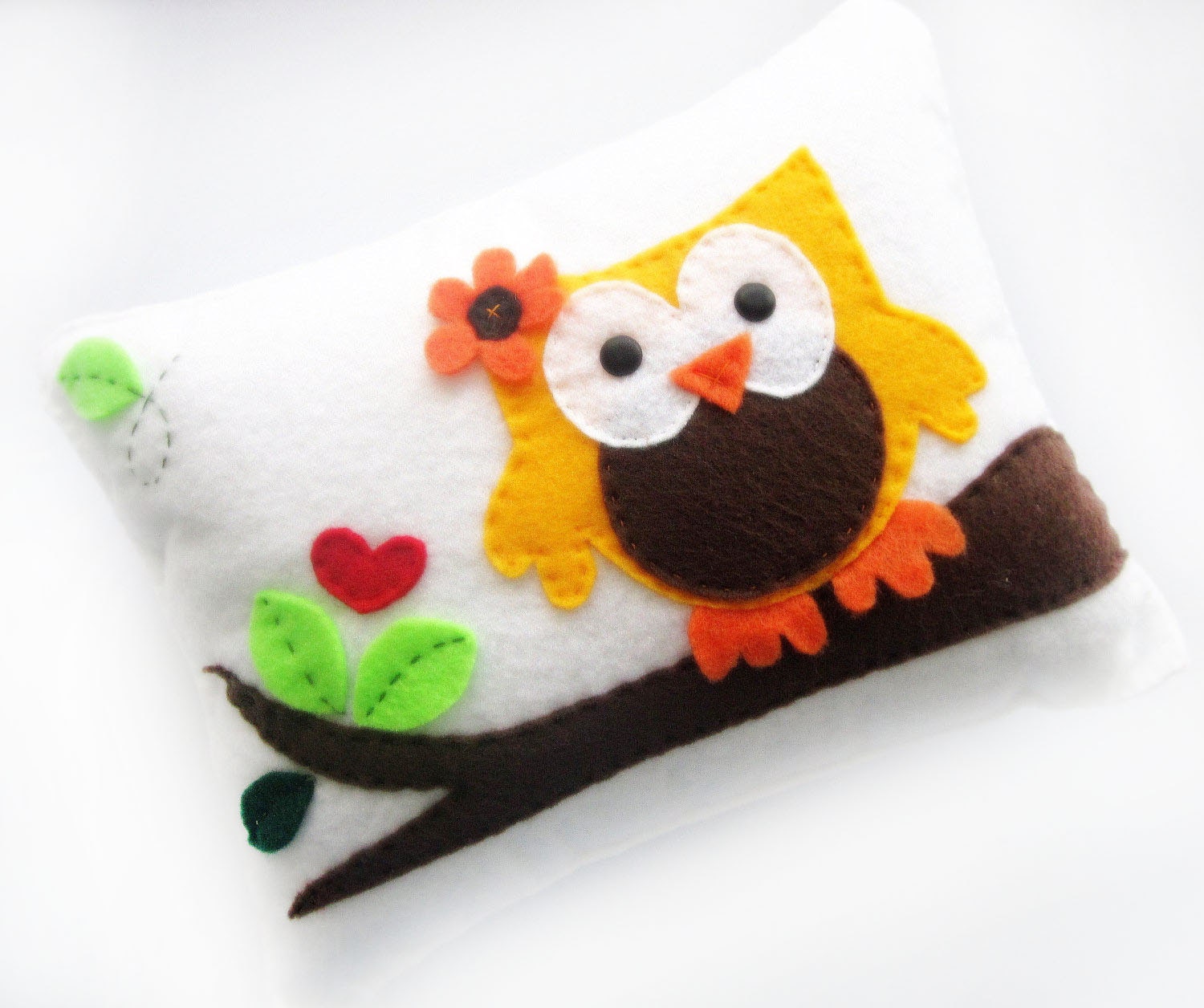 Owl Felt Pillow, cute Eco friendly kids owl pillow decor A131