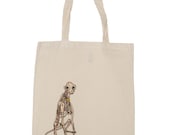 Skeleton Cat Mr Pofkins Canvas Tote Reusable Shopping Bag