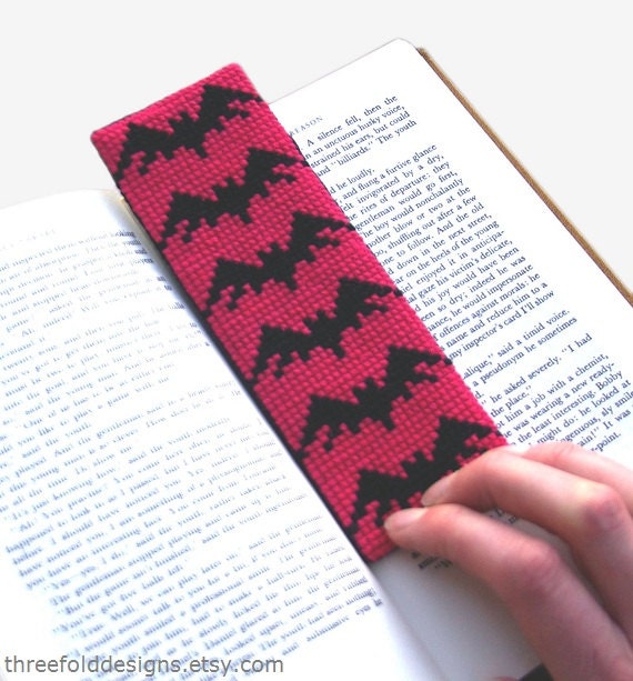 Bats Cross Stitch Kit Bookmark Pink