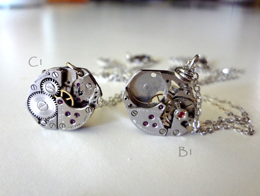Time Lapse. Vintage watch part necklace