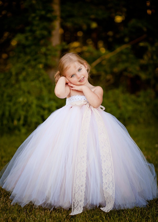 Vintage Daydream Flower Girl Tutu Dress with Lace Accent