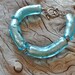Blue Glass Bead Bangle Silver Toggle Bracelet