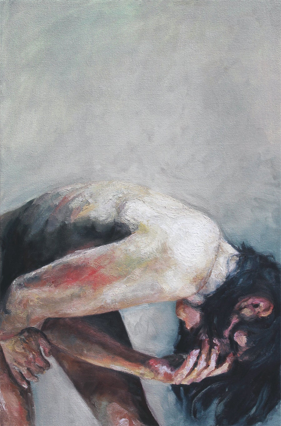Intrusive Thoughts - original collaborative oil painting by Cara Thayer & Louie Van Patten
