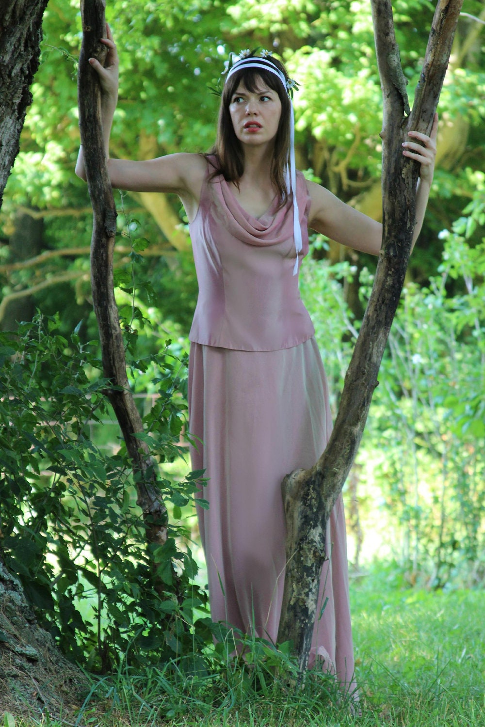 Mauve FORMAL Bridal Dress - size 8 - Bride's Maid - two piece - PROM - dusty pink