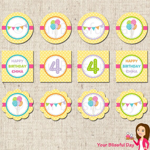 PRINTABLE Personalized Polka Dot Party Circles Il_570xn