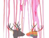 Infinite love mixed media digital art pink flambe painting deer antlers my funny Valentine