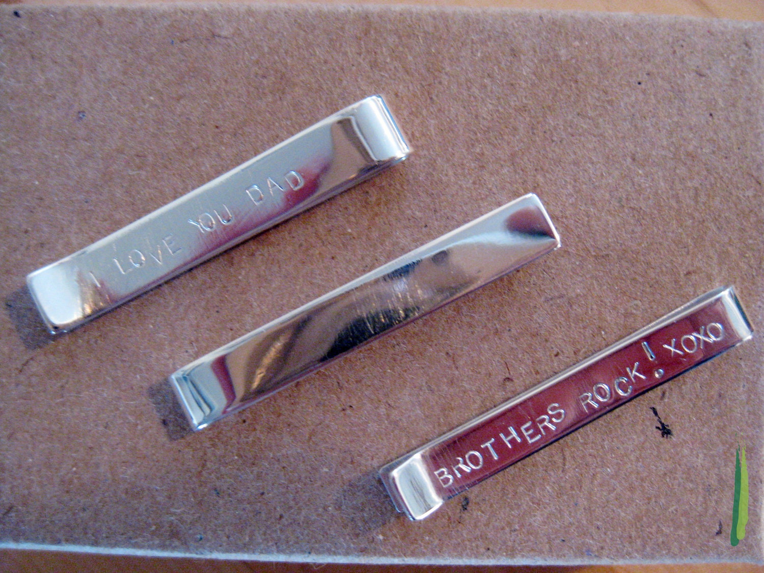 Plain Solid Sterling Silver Personalized Tie Bar or Mini Money Clip