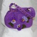 SALE Christams gift Hand knitted purple bag pansy flowers, crochet flowers, handbag, tote, shoulder bag, handmade clutch, beaded purse