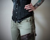 Real Leather Single Thigh Harness - Brown  - steampunk - burning man - festivals, Please read Description for size