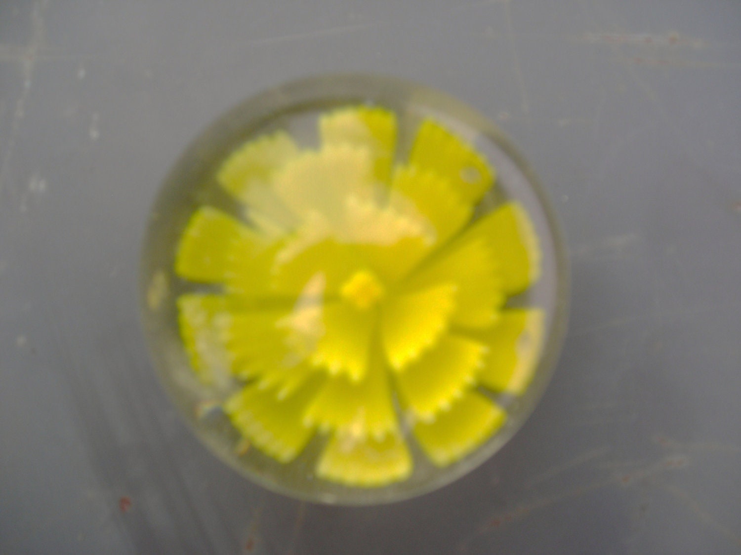 Vintage Small Yellow Flower Glass Paperweight
