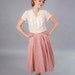 1950s circle skirt . 50s rose pink skirt . mid century cotton skirt