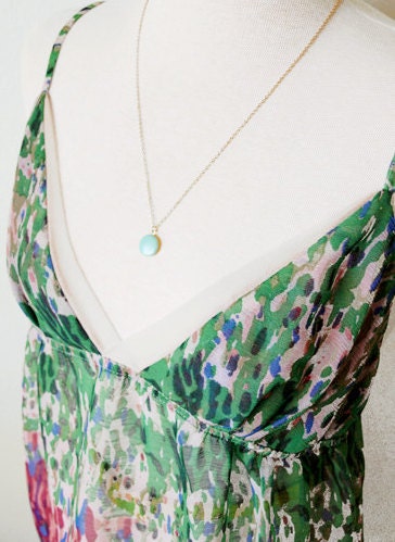 Mint Green Color Locket - 16k Gold Plated Charm Necklace