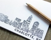 letterpress folded cards (set of 10) - charlotte skyline