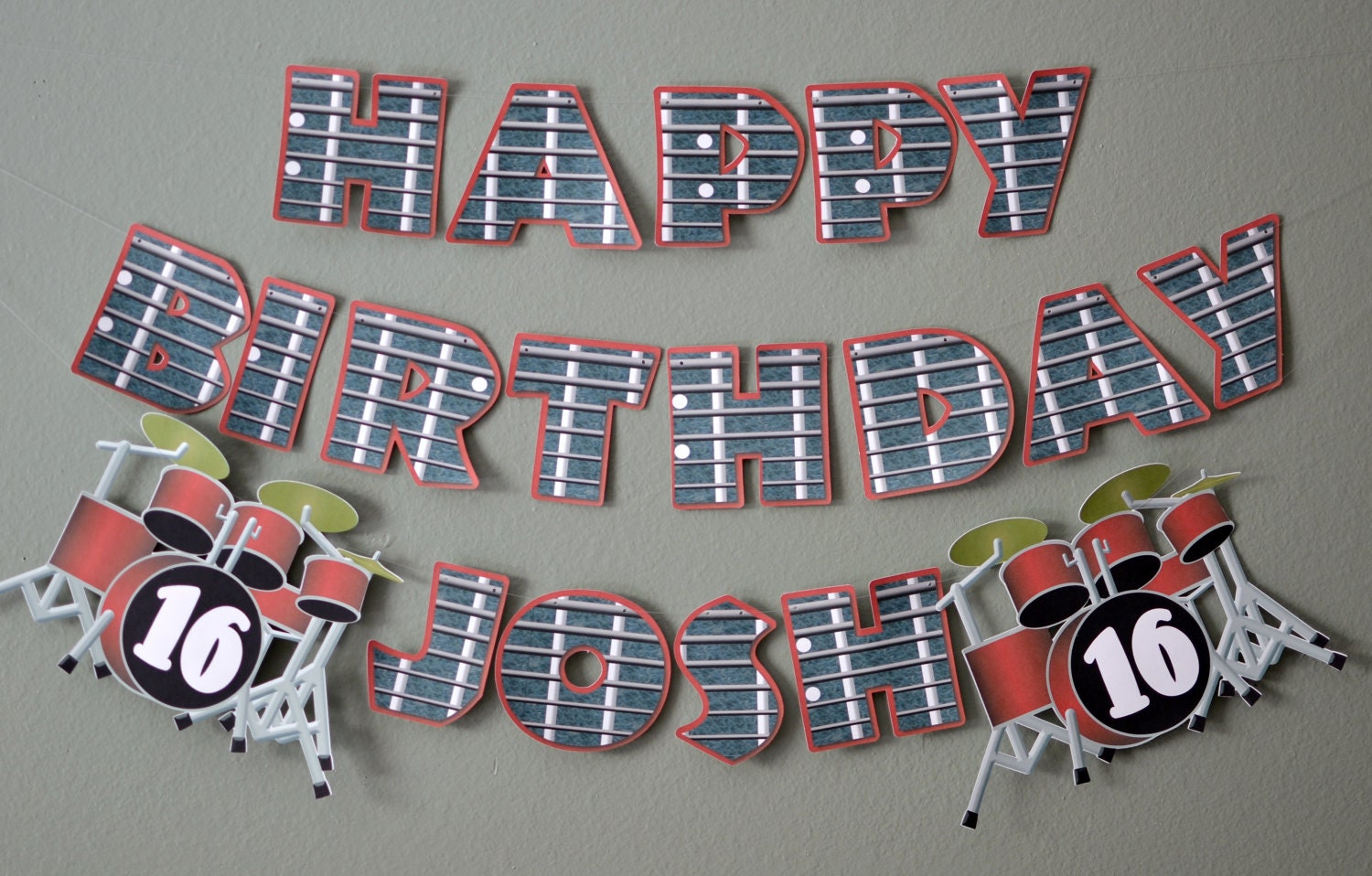 Music Birthday, Rock Birthday, Rock Star Birthday, Drum Guitar Party Decoration 16th 20th 30th 40th 50th 60th