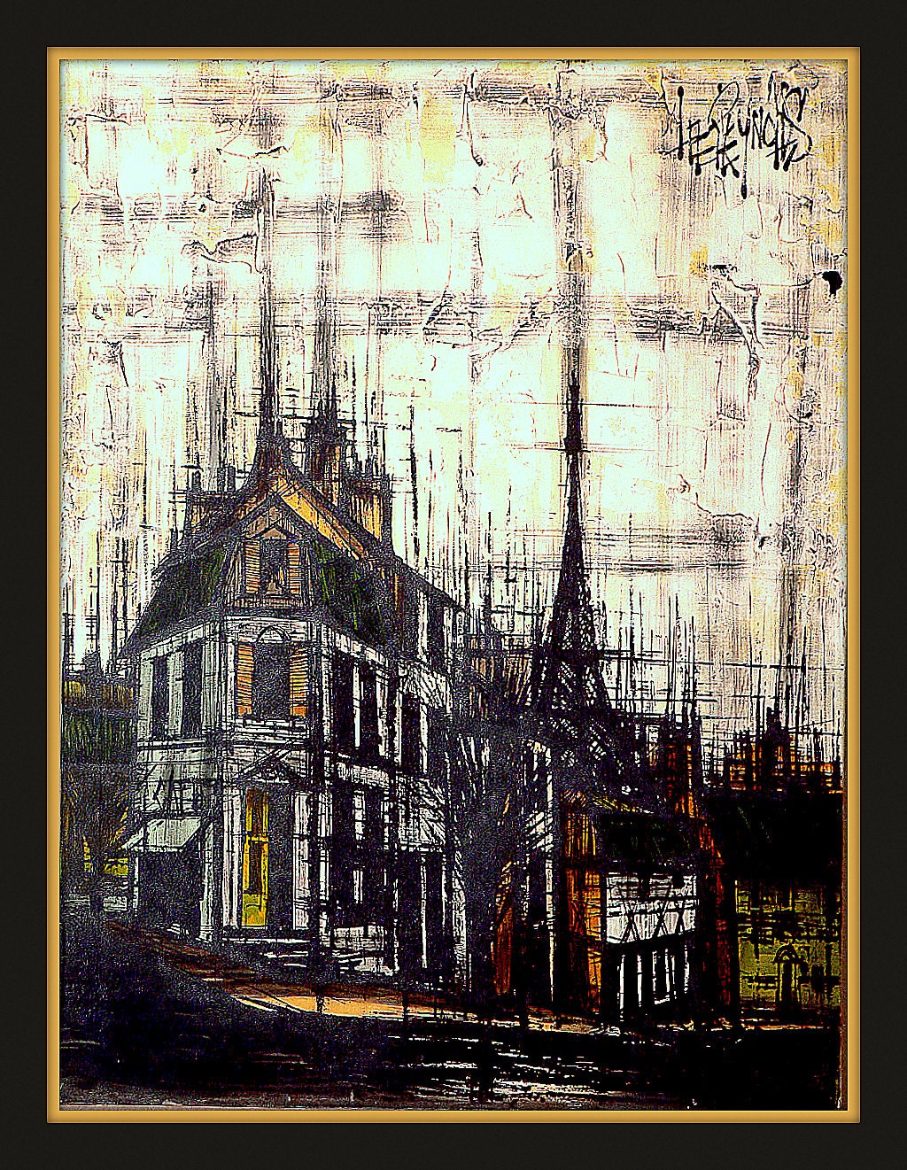 Rare One of a Kind Original Lee Reynolds Oil Painting Gloomy Cafe in Paris Circa 1960