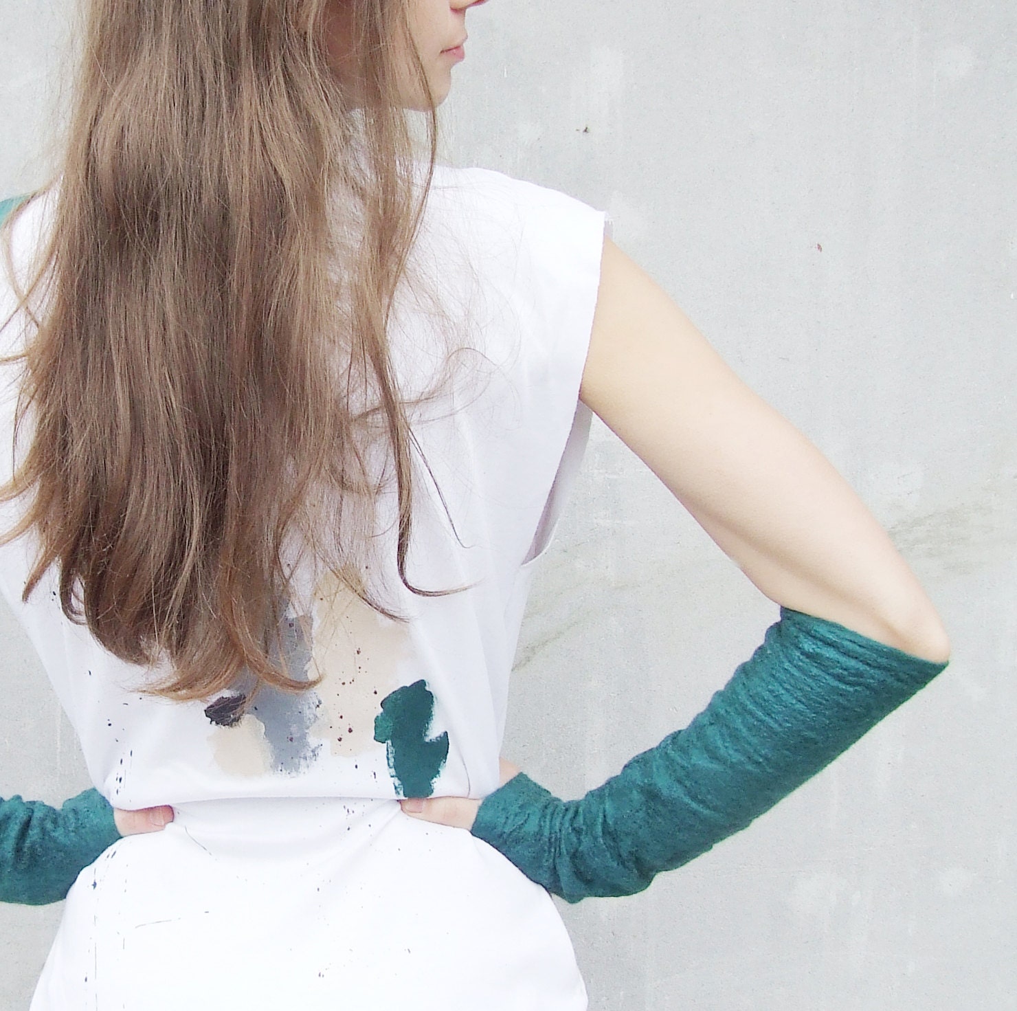 Teal mittens felted wool wrist and arm warmers bridesmaid weddings fingerless idea fashion