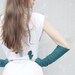 Teal mittens felted wool wrist and arm warmers bridesmaid weddings fingerless idea fashion