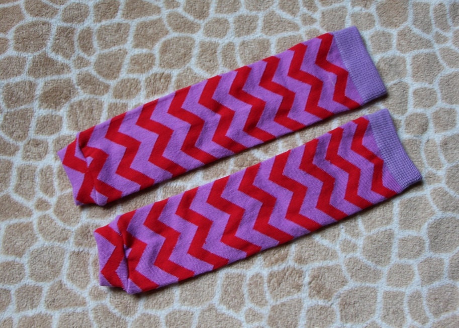 Spring Baby Leg Warmers Red and Lilac Chevron Stripe baby legs, baby girl, baby shower gift, arm warmers, leggings
